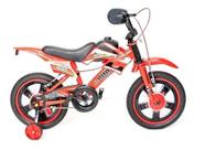 Bicicleta Infantil Unitoys Moto Cross Aro 16 Freios V-brakes Cor Vermelho Com Rodas De Treinamento