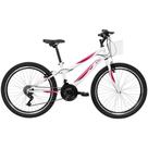 Bicicleta Juvenil Caloi Ceci Aro 24 21 Marchas Freio V-Brake Quadro Aço Branca