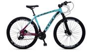 Bicicleta mountain bike aro 29 off firefly 24 marchas azul rosa tam.17