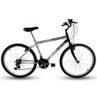 Bicicleta Passeio 18 Marchas Aro 26 Masculina Prata / Preto