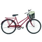Bicicleta Retrô Aro 26 Freio V-Brake Cesta Vermelho