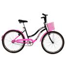 Bicicleta Retrô Vintage Aro 26 18v Feminina Beach Preto com Rosa Chiclete