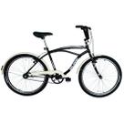 Bicicleta Retro Vintage Aro 26 Masculina Beach Preta com Bege