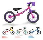 Bicicleta sem pedal Infantil Equilíbrio Balance Nathor Aro 12 Pink com cestinha 2 a 4 anos