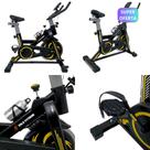 Bicicleta Spinning Ergométrica 13 Kg Preta e Amarela Roda de Inercia até 130kg Mecânica Desempenho e Estilo para Seus Treinos Potência em Movimento