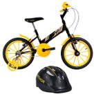Bicicleta Ultra Kids T Aro 16 Preto E Amarelo + Capacete Infantil Preto Bicicleta Ultra Kids T Aro 16 Preto E Amarelo + Capacete Infantil Preto