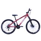Bicicleta Vikingx Aro 26 Câmbios Importado 21V Aro Slide Vermelho Neon com Capacete
