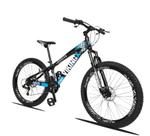 Bicicleta Vikingx Aro 26 Câmbios Shimanos 21V Preto Azul Bicicleta Vikingx Aro 26 Câmbios Shimanos 21V Preto Azul