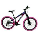 Bicicleta Vikingx aro 26 Dirt Jump Tuff Preto com Rosa Neon