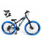 Bicicleta Vikingx Kit Aro 26 preto com azul Tuff 25 Freeride Câmbios Shimano 21v Freio A Disco Aros Vmaxx Pneu Flame Azul