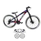 Bicicleta Vikingx Tuff 25 Aluminio 24v Freio Hidraulico Suspensão Dianteira Mtb Unissex Pneu Slk Fino Faixa Amarelo