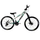 Bicicleta Vikingx Tuff 25 Aluminio 24v Freio Hidraulico Suspensão Dianteira Mtb Unissex Pneu Slk Fino Preto