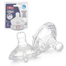 Bico Para Mamadeira Boca Larga Com 2 Peças Transparentes Natural Touch 3m+ Silicone Nuby