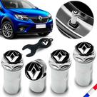 Bico Pneu Cromado Roda Válvula Antifurto Renault Sandero