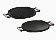 Bifeteira Chapa Redonda Dupla Face Em Ferro Fundido 33 Cm