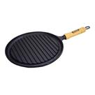 Bifeteira de Ferro Fundido Redonda Frisada - 22cm de Largura
