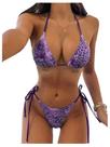 Bikini MakeMechic Floral Triangle Thong roxa para mulheres