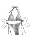 Bikini MakeMechic Listrado Triangular Tanga Halter Verde Escuro