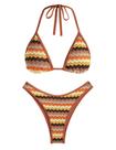 Bikini Seamoly Halter, roupa de banho de duas peças para mulheres, Latte M