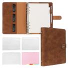Binder Notebook FYY Leather A5 Binder, 6 anéis com bolsos, marrom