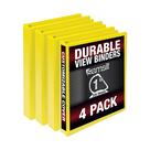 Binder Samsill Durable D Ring de 1 polegada, pacote com 4 unidades, amarelo