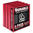 Binder Samsill Durable D Ring de 1 polegada vermelho, pacote com 4, 225 páginas