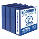 Binder Samsill Economy, 2 polegadas, 3 anéis, azul, pacote com 4
