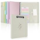 Binder SKYDUE 3 Ring com prancheta de 1 polegada de linho bege +acc