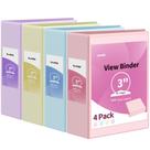 Binder SUNEE 3 Ring 8,5x11, 3 polegadas, pacote com 4 unidades, sem PVC, sortido