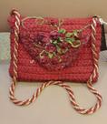 Bio Joia Bolsa Vermelha de Ombro Crochet de Palha Fios Nobres Especiais