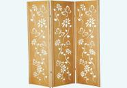 Biombo 3 Folha Floral Ripado Divisor Madeira Mdf Cru Painel Divisória Separador De Ambiente