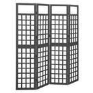 Biombo/Enrejado vidaXL de 4 Paneles en Madera Maciza de Abeto Negra