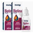Biotina em Gotas 30ml Sabor Frutas Vermelhas Duom Kit 2 Frascos