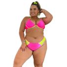Biquini Aro Único Rosa Neon amarelo Neon Fio Duplo Geométrica dupla face Rosa - Joyce Prado