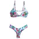 Biquíni Branco Florido Feminino Asa Delta Fio Duplo Levanta Bumbum
