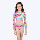Biquíni com 3 Peças Colorido Dog Infantil Feminino Siri Moda Praia 40237