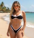 Biquini conjunto duas cores fio canelado asa delta luxo moda