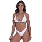 Biquíni Cortininha Asa Delta Fio Textura Conjunto Branco Orbis