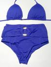 Biquini cortininha c/ bojo cintura alta hot pants com argola