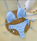 Biquini Cortininha Com Calcinha Fio Duplo, Azul Candy