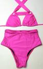 Biquíni cortininha handmade trançado hot pants cintura alta