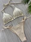 Biquíni Cortininha Praia Casual Sensual Elegante Algodão Semi Fio Amarrar Praia Feriado Festa de aniversário Namorando viagem Esportes e Fitness