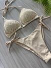 Biquíni Cortininha Praia Casual Sensual Elegante Algodão Semi Fio Amarrar Praia Feriado Festa de aniversário Namorando viagem Esportes e Fitness