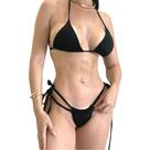 Biquíni Cortininha Preto com Amarração Lateral Feminino