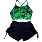 Biquíni Cropped com Bojo e Shorts Folhagem Sullins