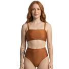 Biquíni Cropped Hot Pants Top Faixa Liso Bella Fiore Cintura Alta Para Verão Moda Praia Confortavel Tamanho:GCor:Marrom