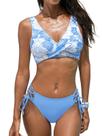 Biquíni CUPSHE Front Cross Lace Up, 2 peças XS azul celeste/branco Biquíni CUPSHE Front Cross Lace Up, 2 peças XS azul celeste/branco