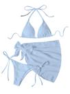 Biquíni de banho feminino WDIRARA, triangular, azul frente única, com capa