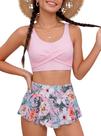 Biquíni de banho SEAUR para adolescentes e meninas, tamanho 15-16, rosa tropical