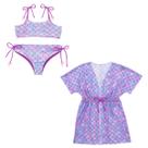 Biquíni Dupla Face + Vestido Saída De Praia Infantil Verão